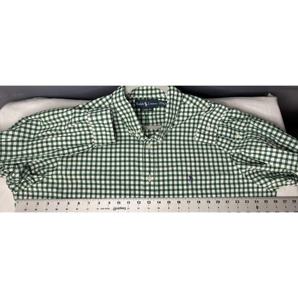 Ralph Lauren Shirt Mens XL Green Gingham Button Down Classic Fit Oxford Pony - Picture 8 of 12